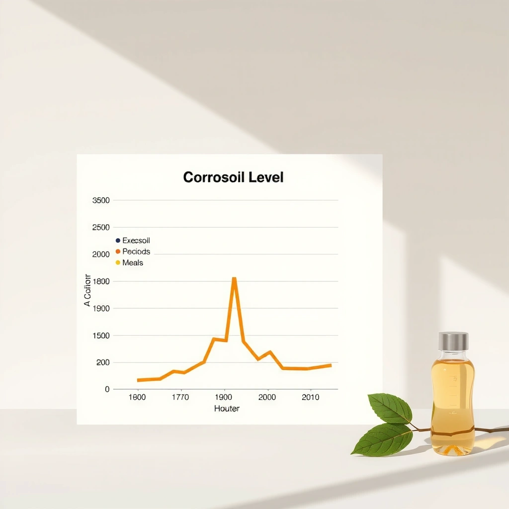 Scientific chart showing cortisol level fluctuations throughout an executive's typical day