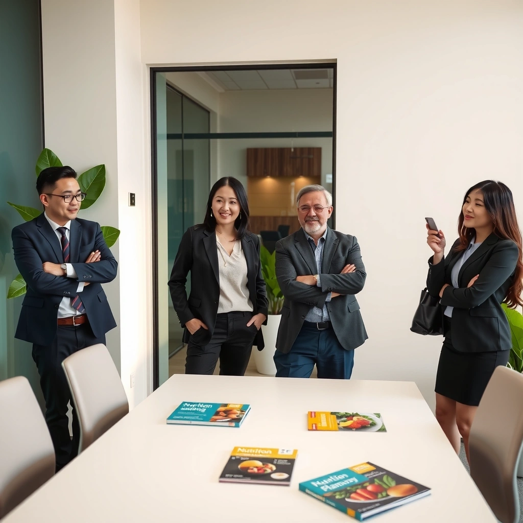 Successful executive team celebrating achievement in modern office setting